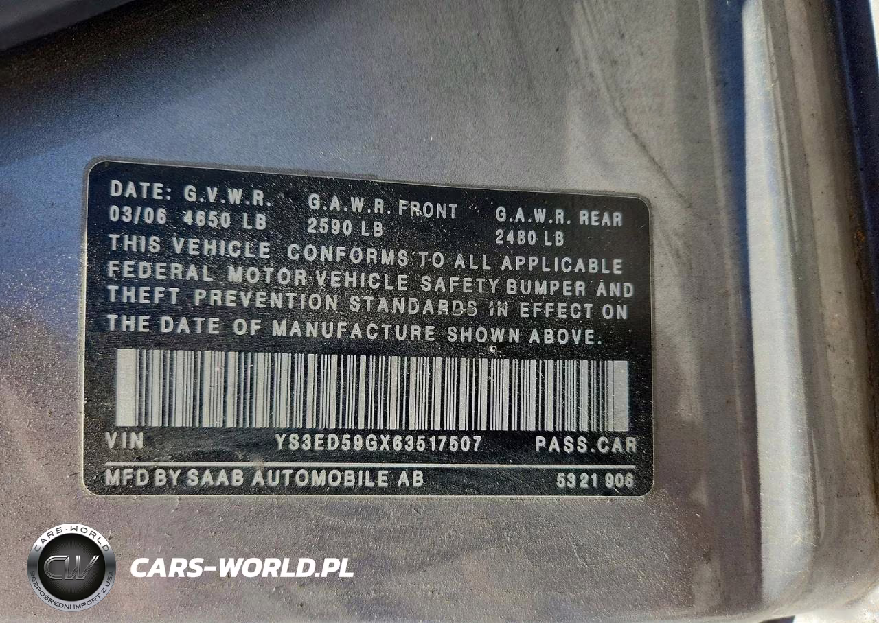2006 Saab 9-5 Base VIN:YS3ED59GX63517507 - 13