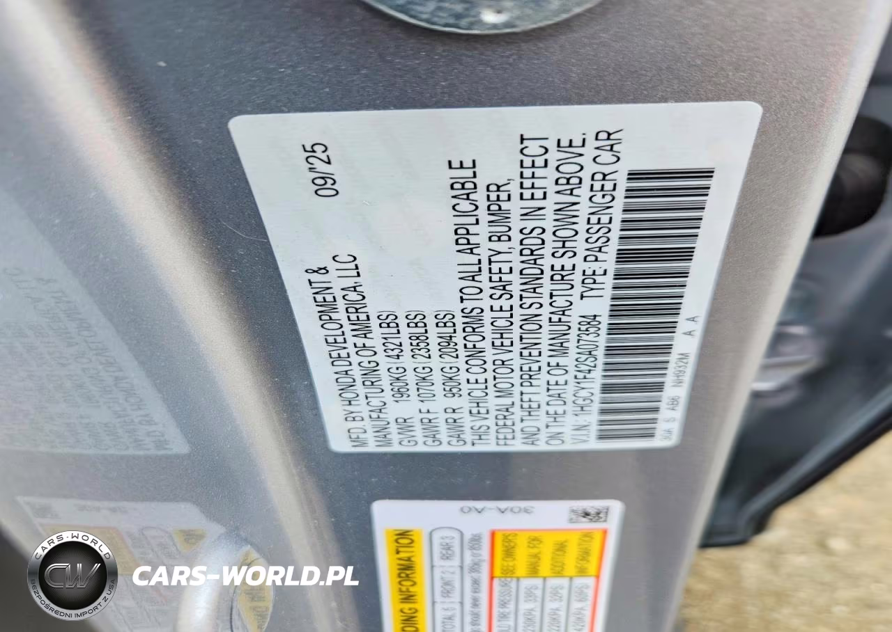 2025 Honda Accord Se VIN:1HGCY1F42SA073584 - 12