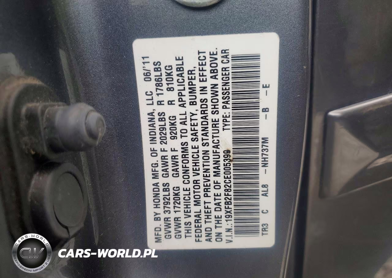 2012 Honda Civic Ex VIN:19XFB2F82CE005399 - 12