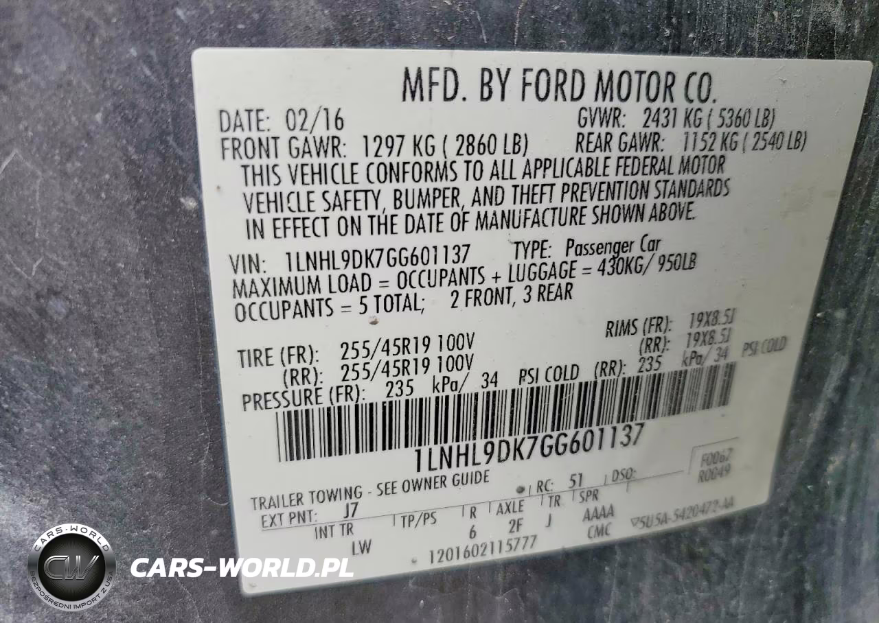 2016 Lincoln Mks VIN:1LNHL9DK7GG601137 - 13