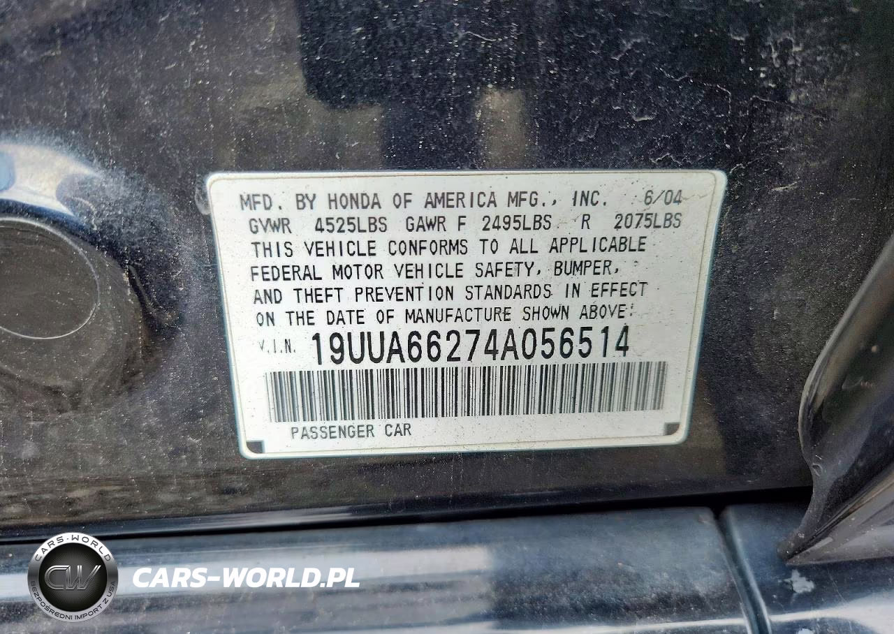 2004 Acura Tl VIN:19UUA66274A056514 - 12