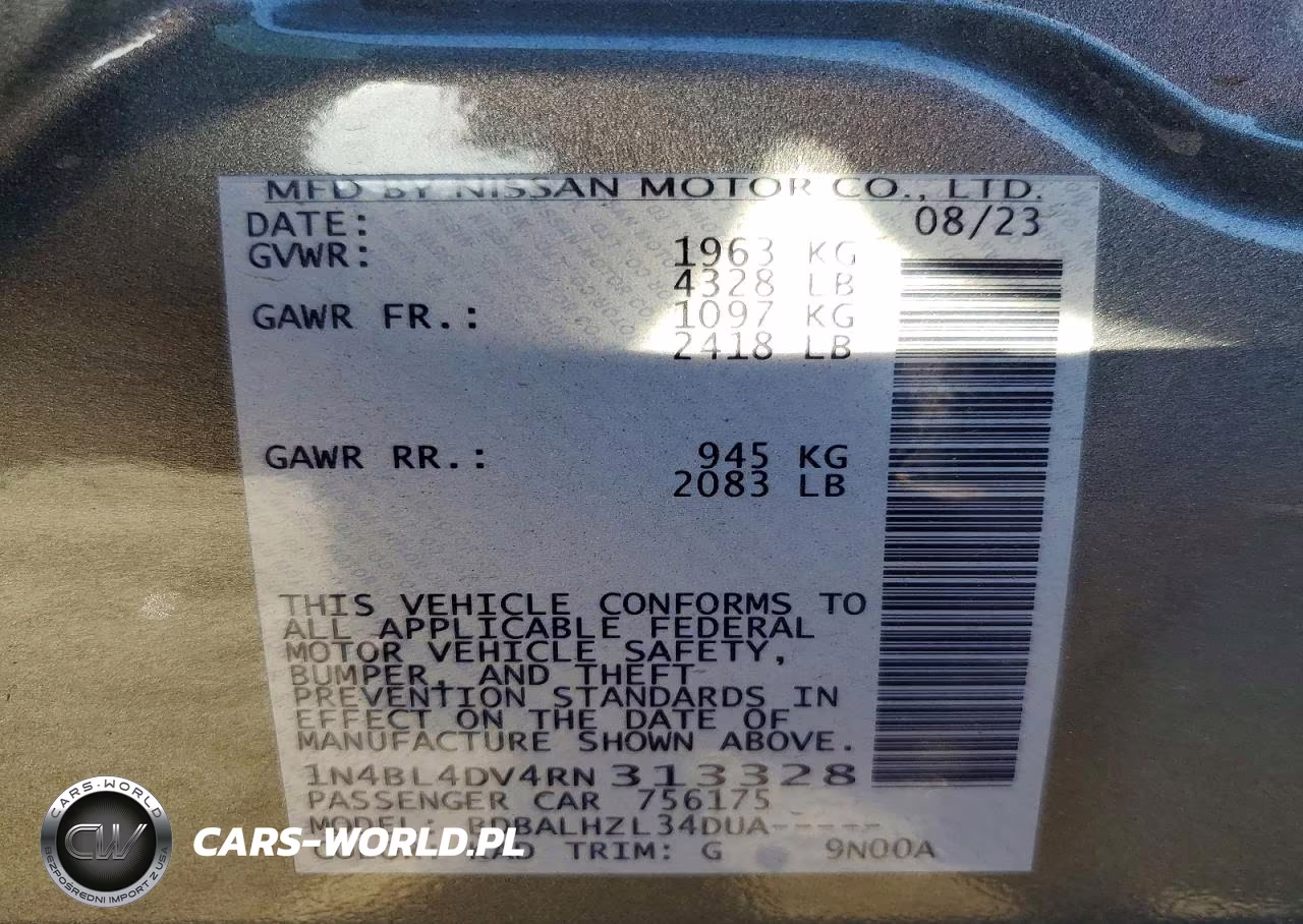 2024 Nissan Altima Sv VIN:1N4BL4DV4RN313328 - 12