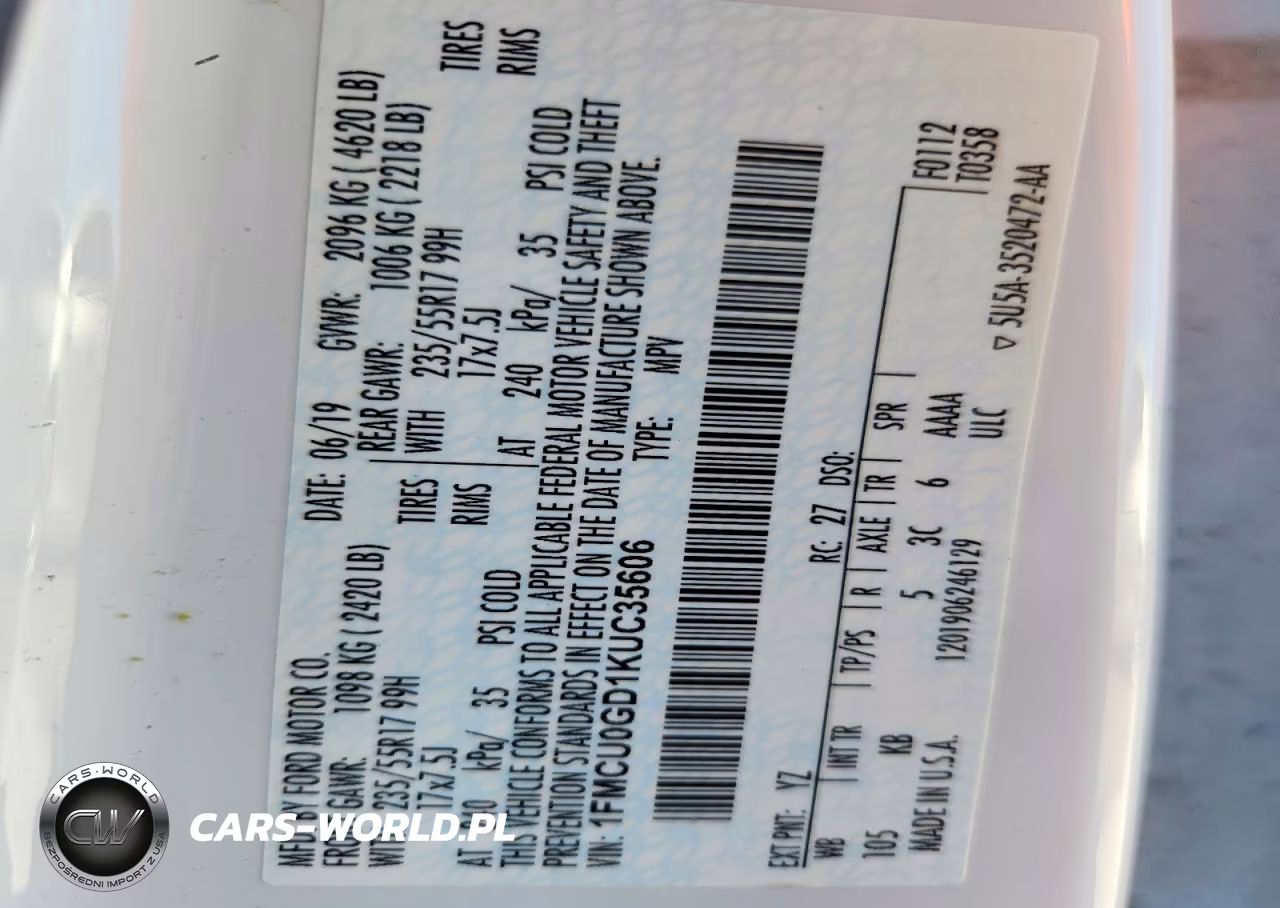 2019 Ford Escape Se VIN:1FMCU0GD1KUC35606 - 12