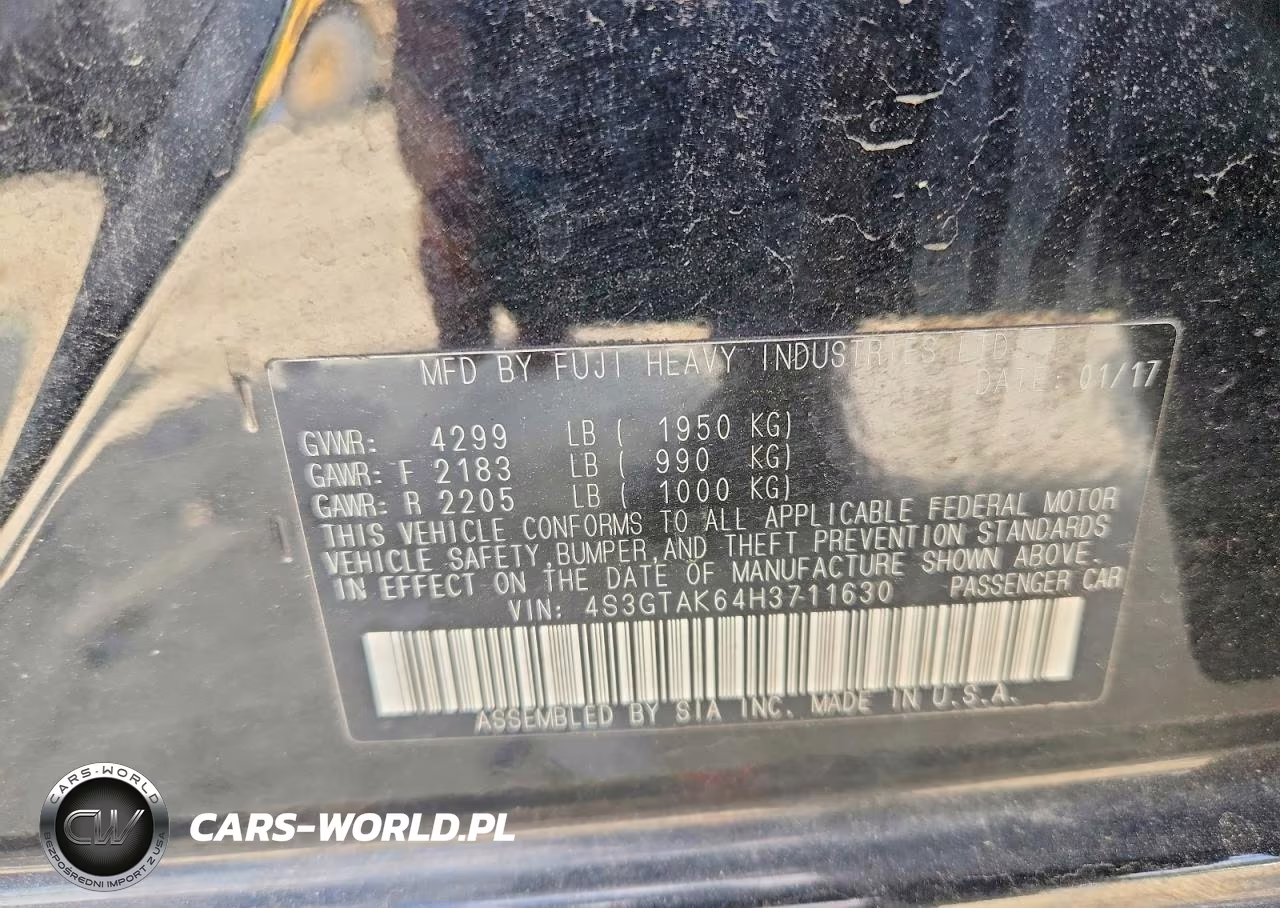 2017 Subaru Impreza Sport VIN:4S3GTAK64H3711630 - 13