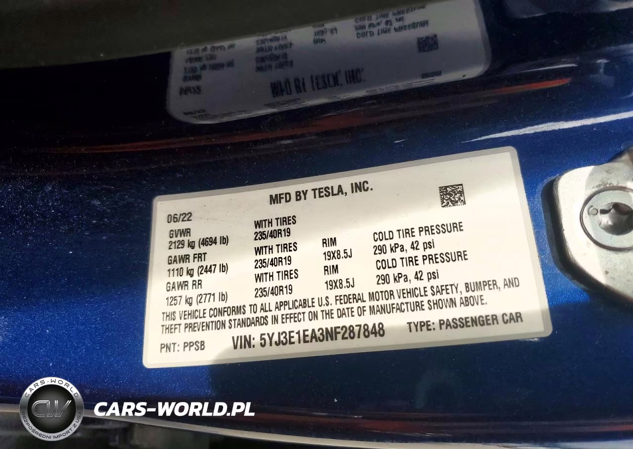 2022 Tesla Model 3 VIN:5YJ3E1EA3NF287848 - 12