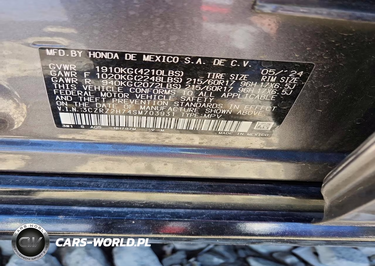 2025 Honda Hr-V Exl VIN:3CZRZ2H74SM703931 - 13