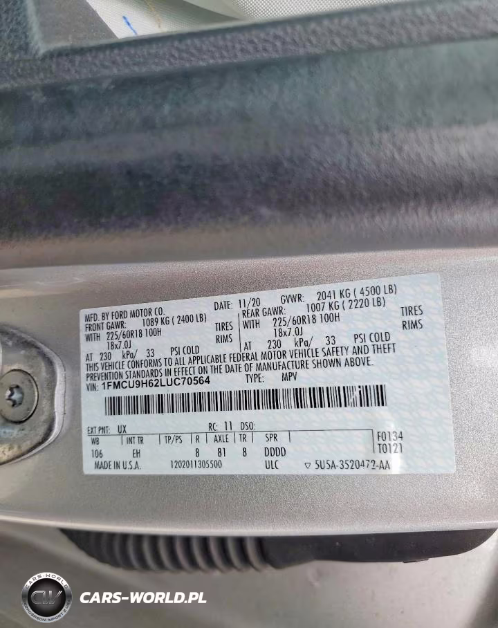 2020 Ford Escape Sel VIN:1FMCU9H62LUC70564 - 14