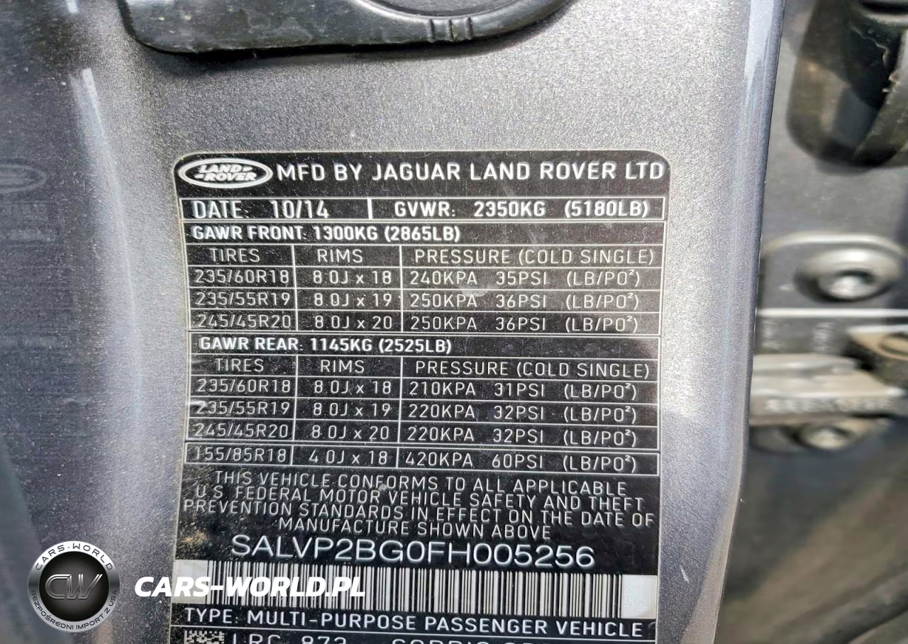 2015 Land Rover Range Rover Evoque Pure Plus VIN:SALVP2BG0FH005256 - 12