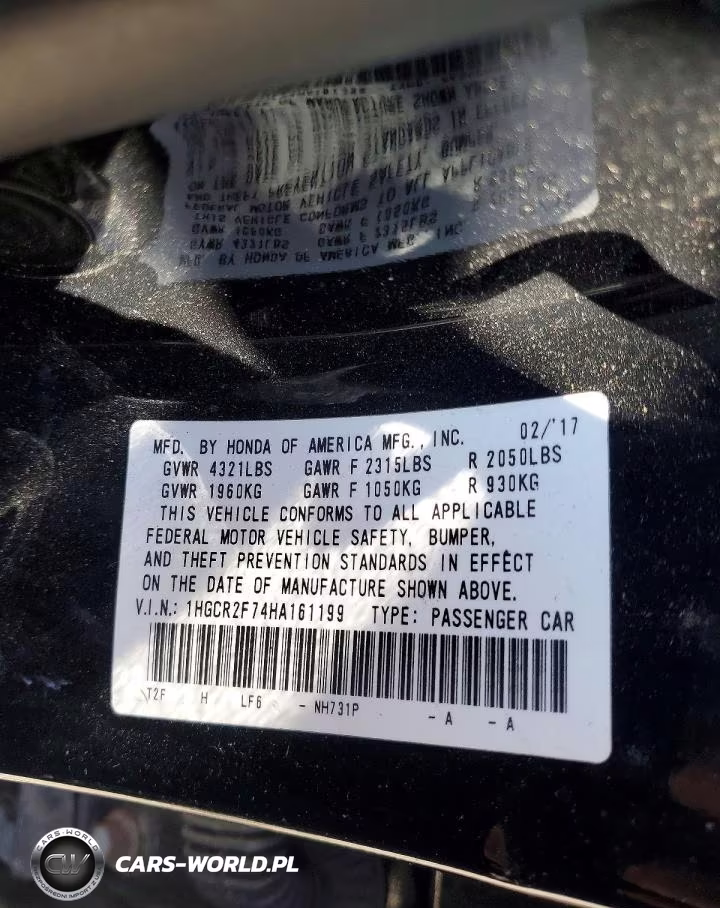 2017 Honda Accord Ex VIN:1HGCR2F74HA161199 - 13