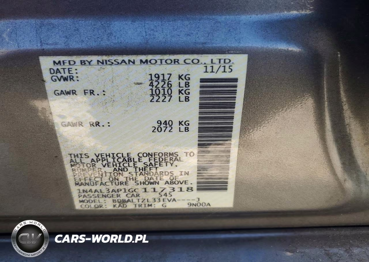 2016 Nissan Altima 2.5 Sl VIN:1N4AL3AP1GC117318 - 12