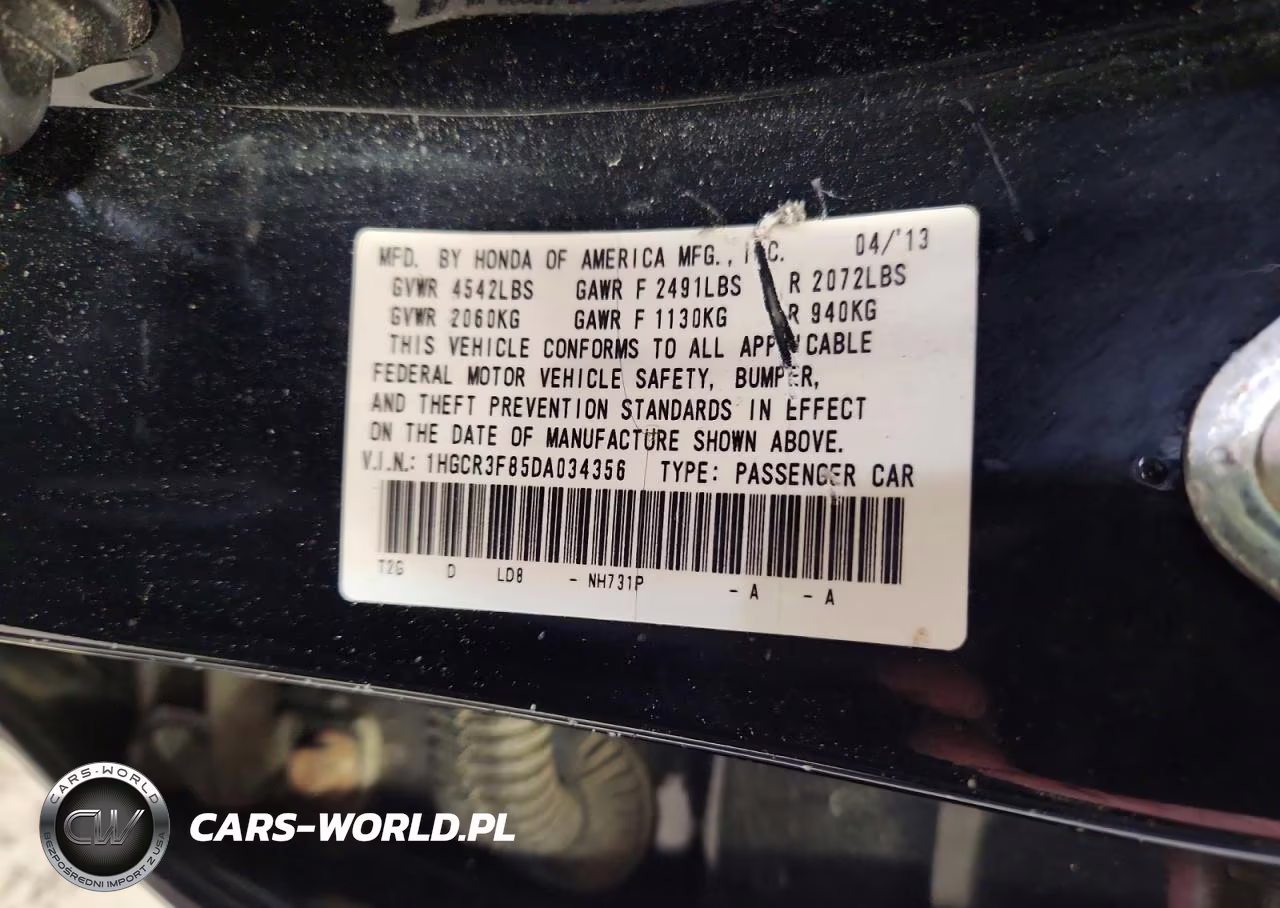 2013 Honda Accord Exl VIN:1HGCR3F85DA034356 - 12