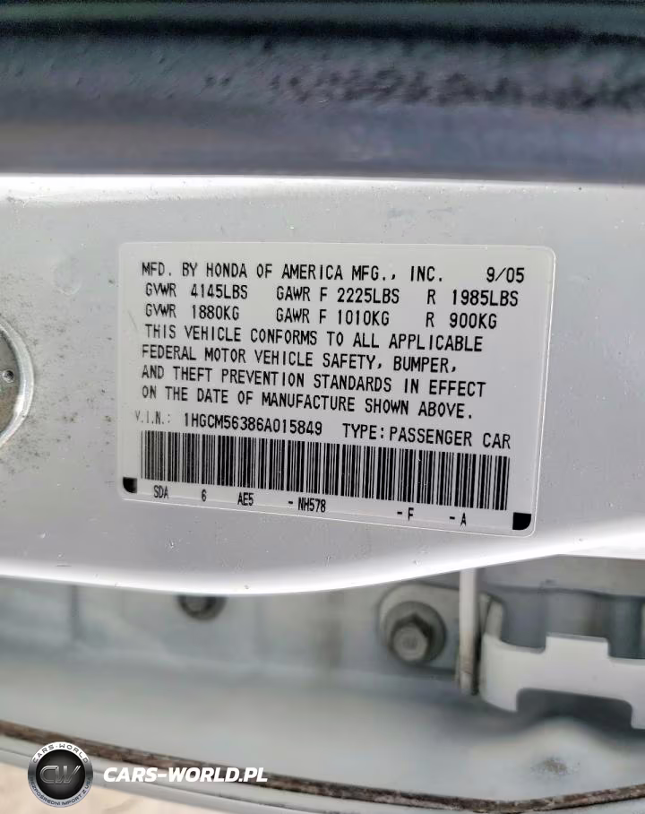 2006 Honda Accord Se VIN:1HGCM56386A015849 - 12