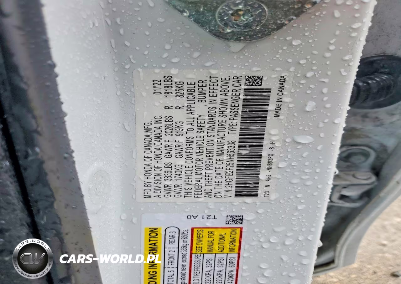 2022 Honda Civic Lx VIN:2HGFE2F25NH563338 - 12