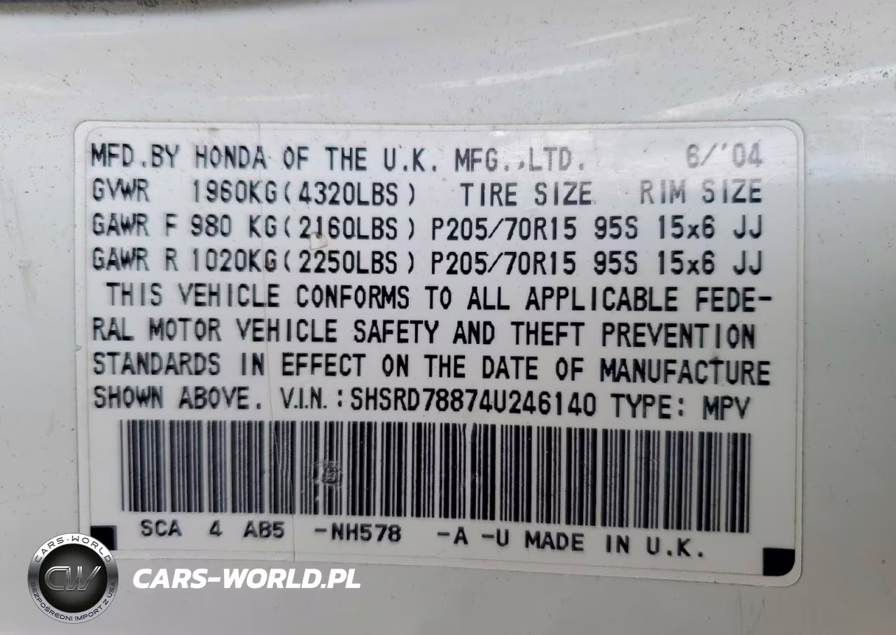 2004 Honda Cr-V Ex VIN:SHSRD78874U246140 - 14