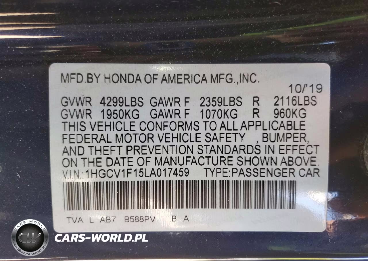 2020 Honda Accord Lx VIN:1HGCV1F15LA017459 - 13