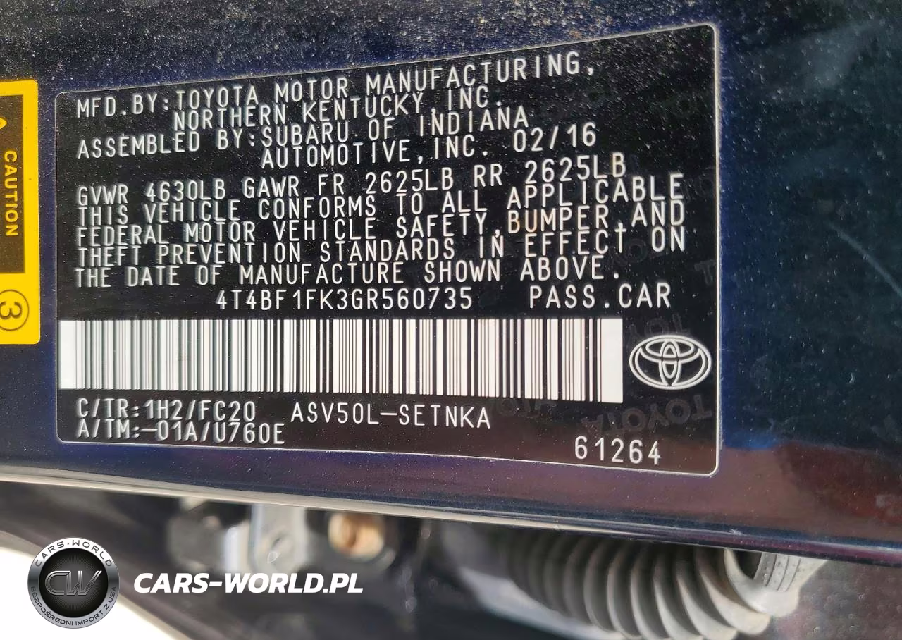 2016 Toyota Camry Le VIN:4T4BF1FK3GR560735 - 12