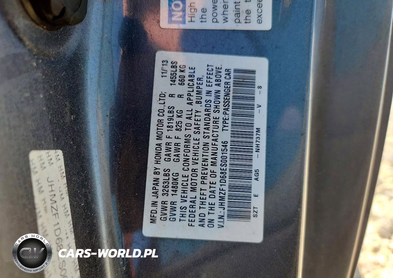 2014 Honda Cr-Z Ex VIN:JHMZF1D68ES001546 - 12