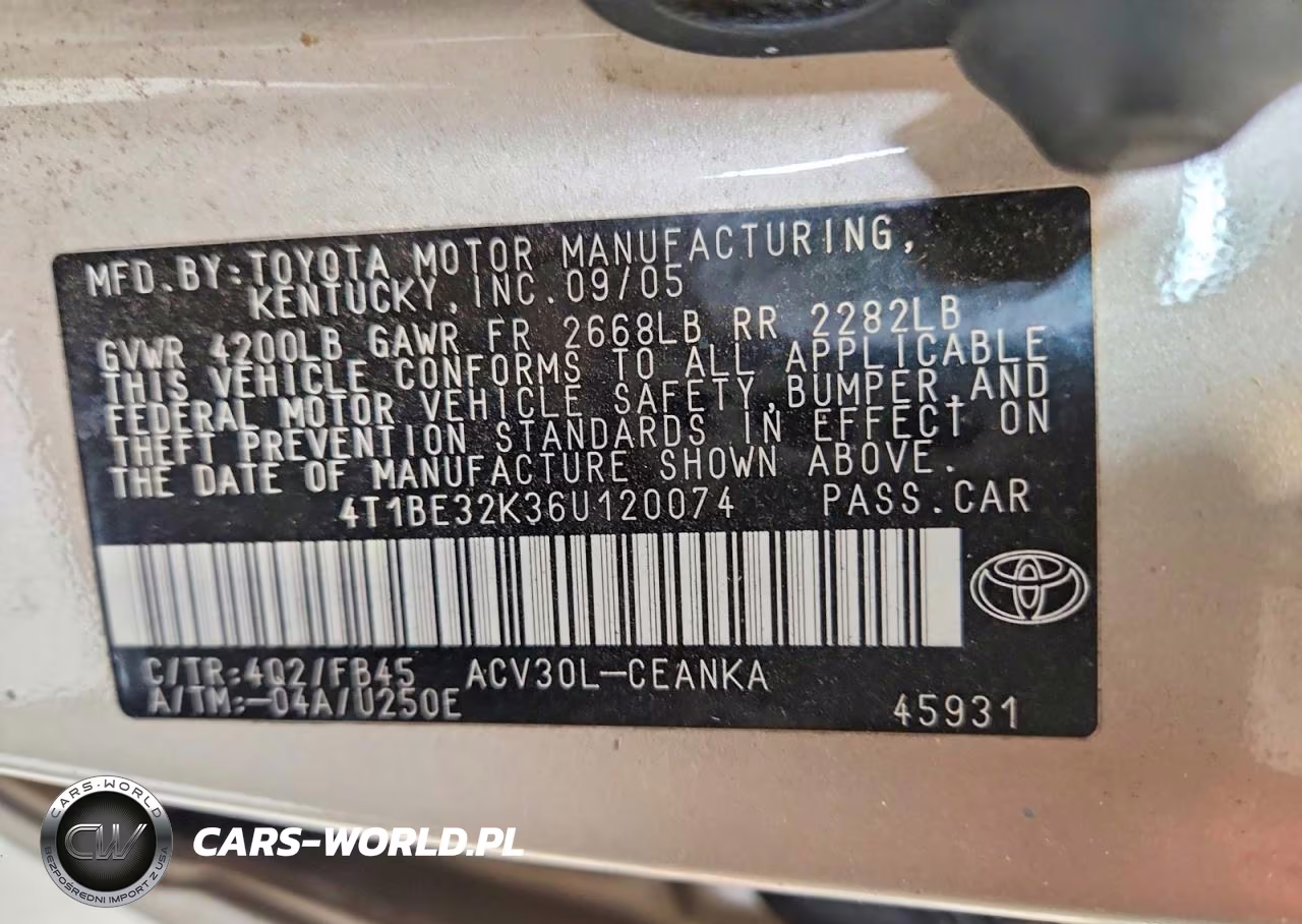 2006 Toyota Camry Le VIN:4T1BE32K36U120074 - 12