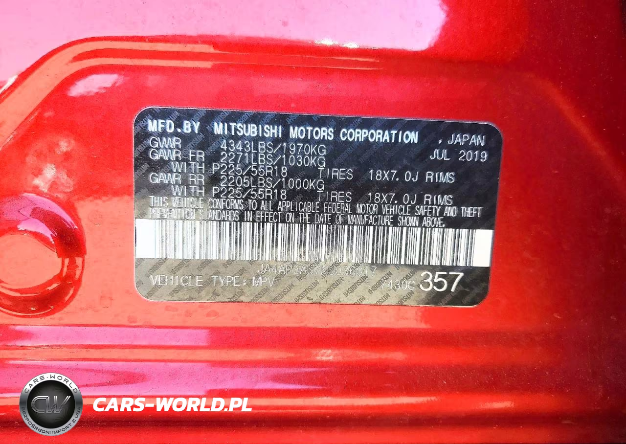 2019 Mitsubishi Outlander Sport Es VIN:JA4AP3AU7KU036017 - 12