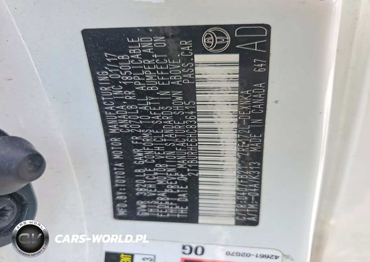 2017 Toyota Corolla Le VIN:2T1BURHE6HC836415 - 12