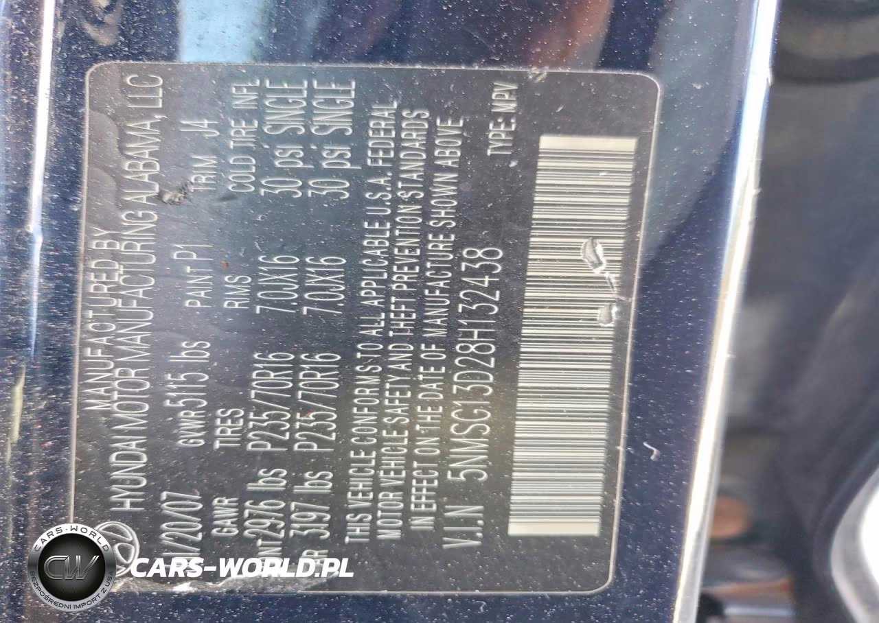 2008 Hyundai Santa Fe Gls VIN:5NMSG13D28H132438 - 14