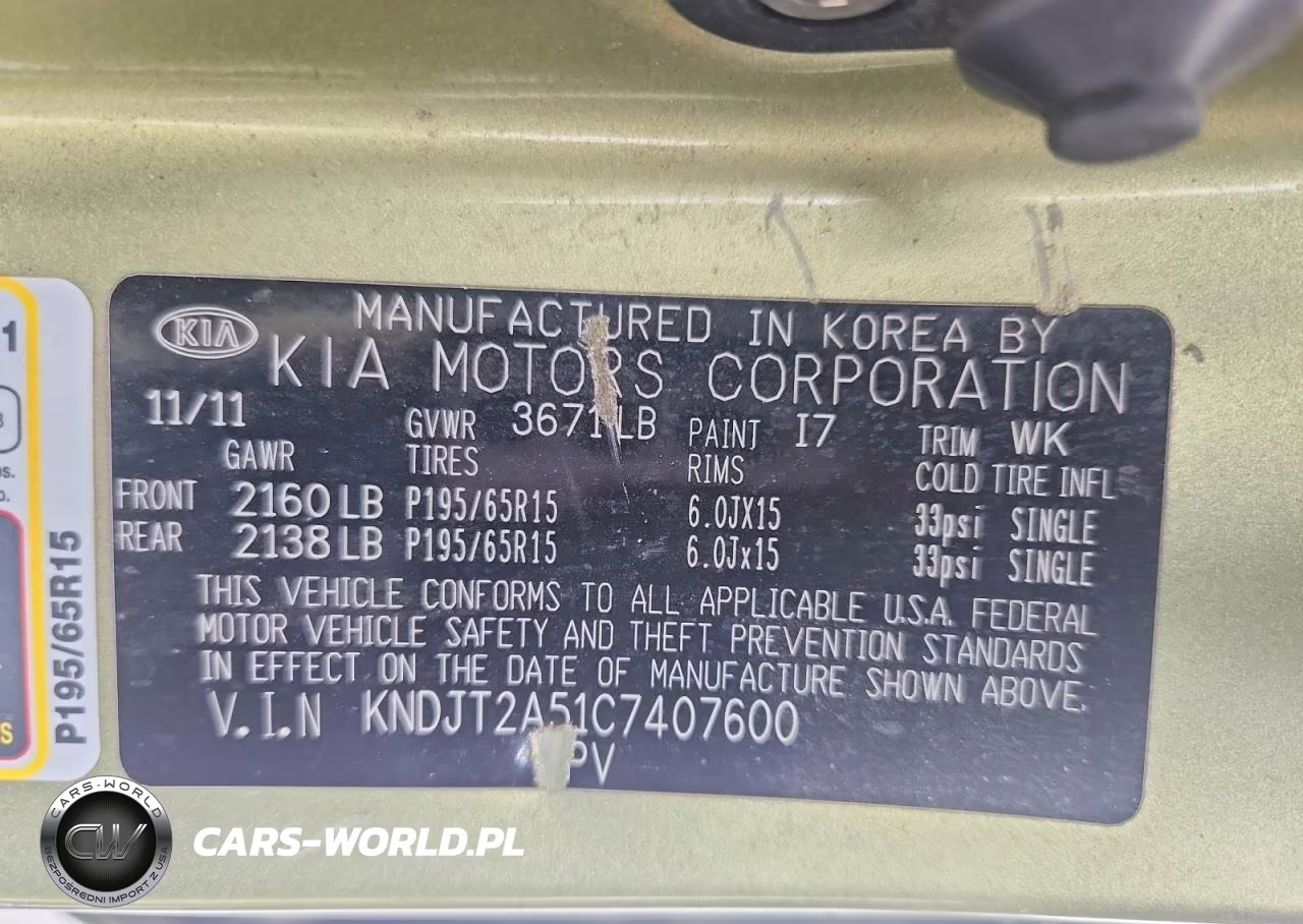 2012 Kia Soul Base VIN:KNDJT2A51C7407600 - 12