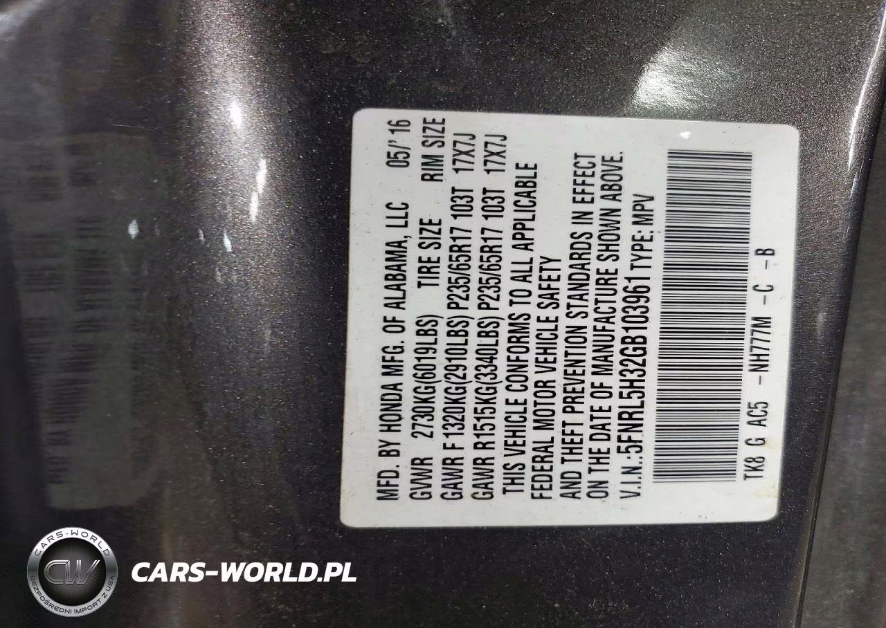2016 Honda Odyssey Se VIN:5FNRL5H32GB103961 - 13