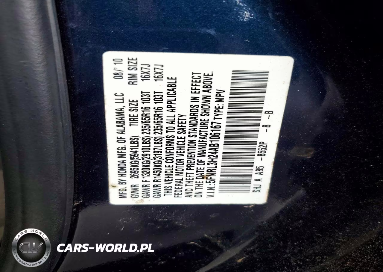2010 Honda Odyssey Lx VIN:5FNRL3H24AB106167 - 12