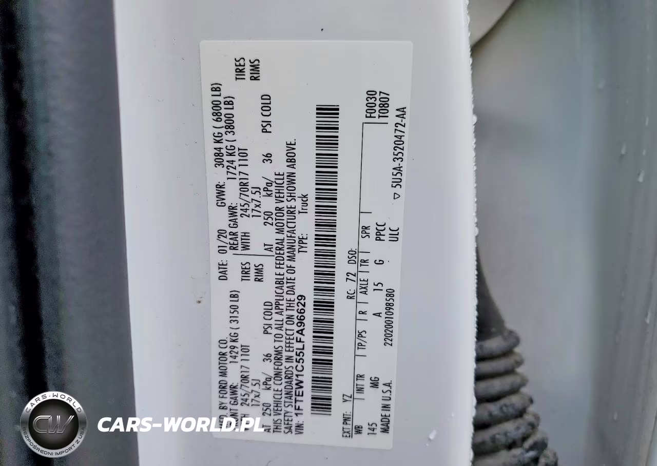 2020 Ford F150 Supercrew VIN:1FTEW1C55LFA96629 - 12