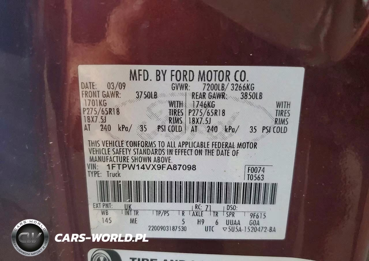 2009 Ford F150 Supercrew VIN:1FTPW14VX9FA87098 - 12