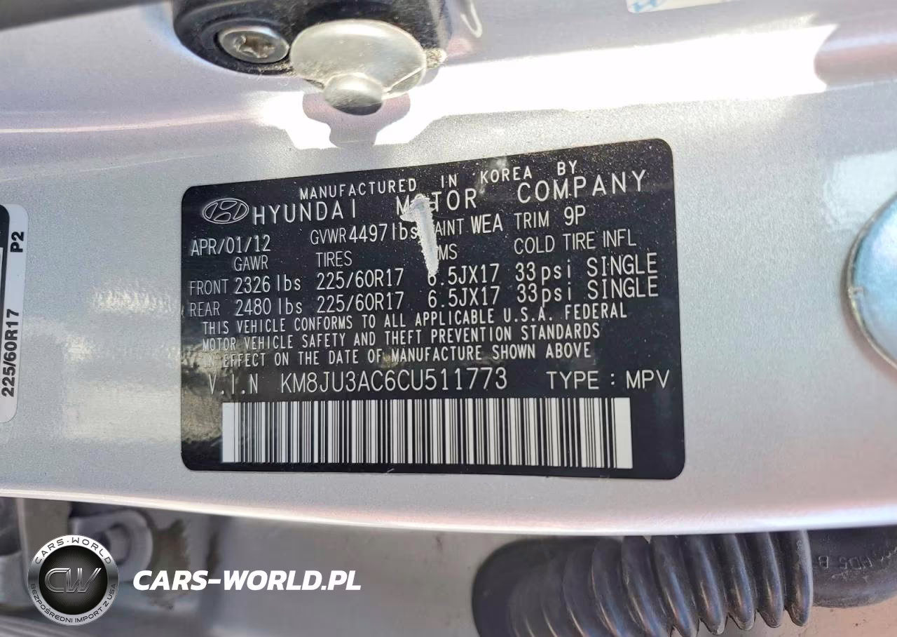 2012 Hyundai Tucson Gls VIN:KM8JU3AC6CU511773 - 13