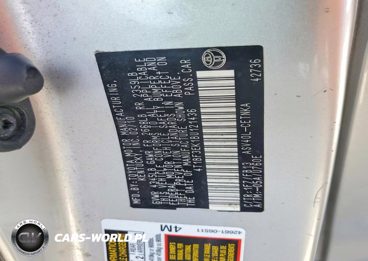 2011 Toyota Camry Le VIN:4T1BF3EK1BU121436 - 12