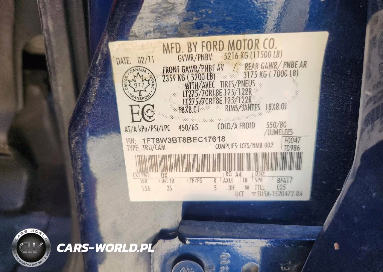 2011 Ford F350 Super Duty VIN:1FT8W3BT8BEC17618 - 12