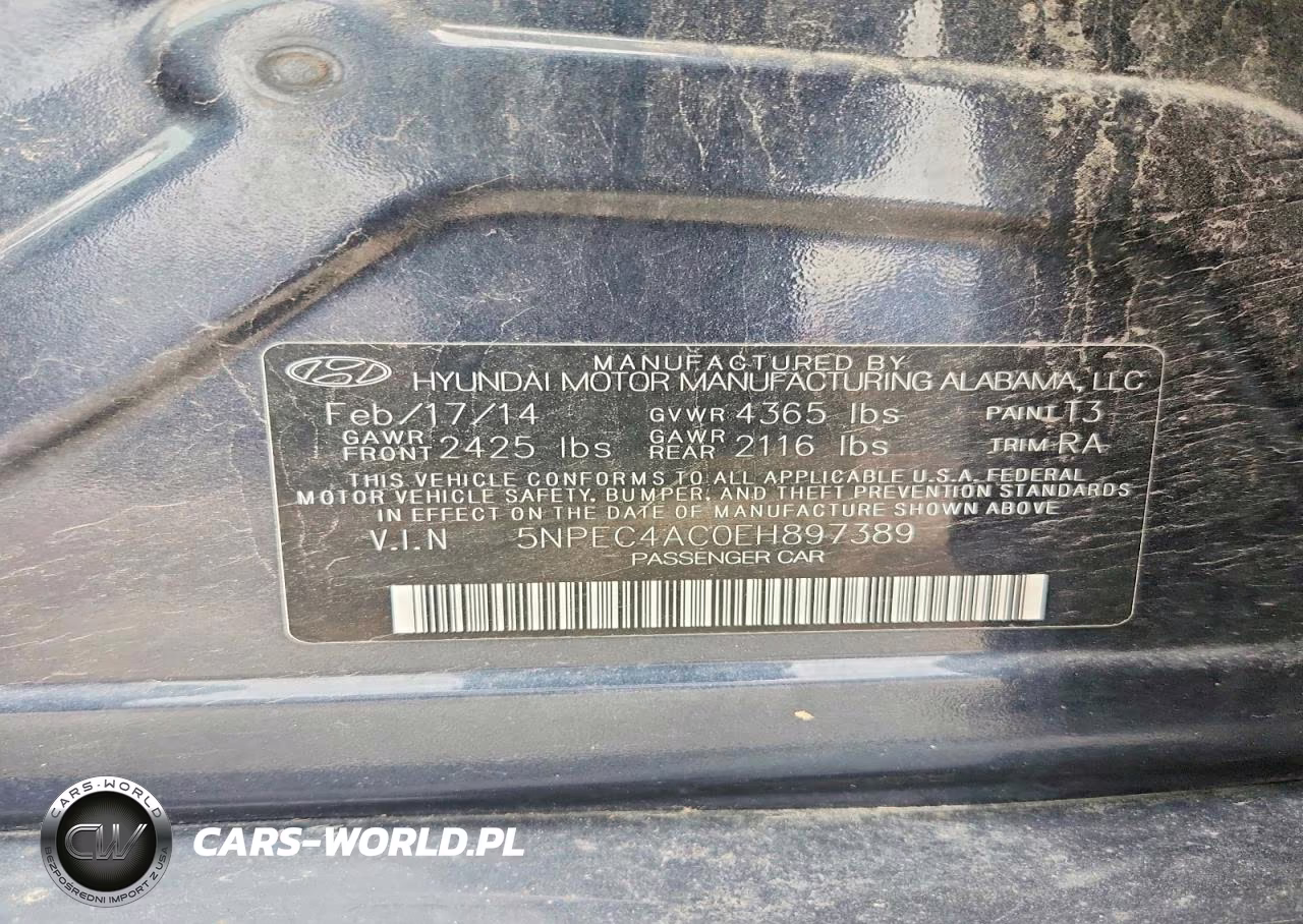 2014 Hyundai Sonata Limited VIN:5NPEC4AC0EH897389 - 12