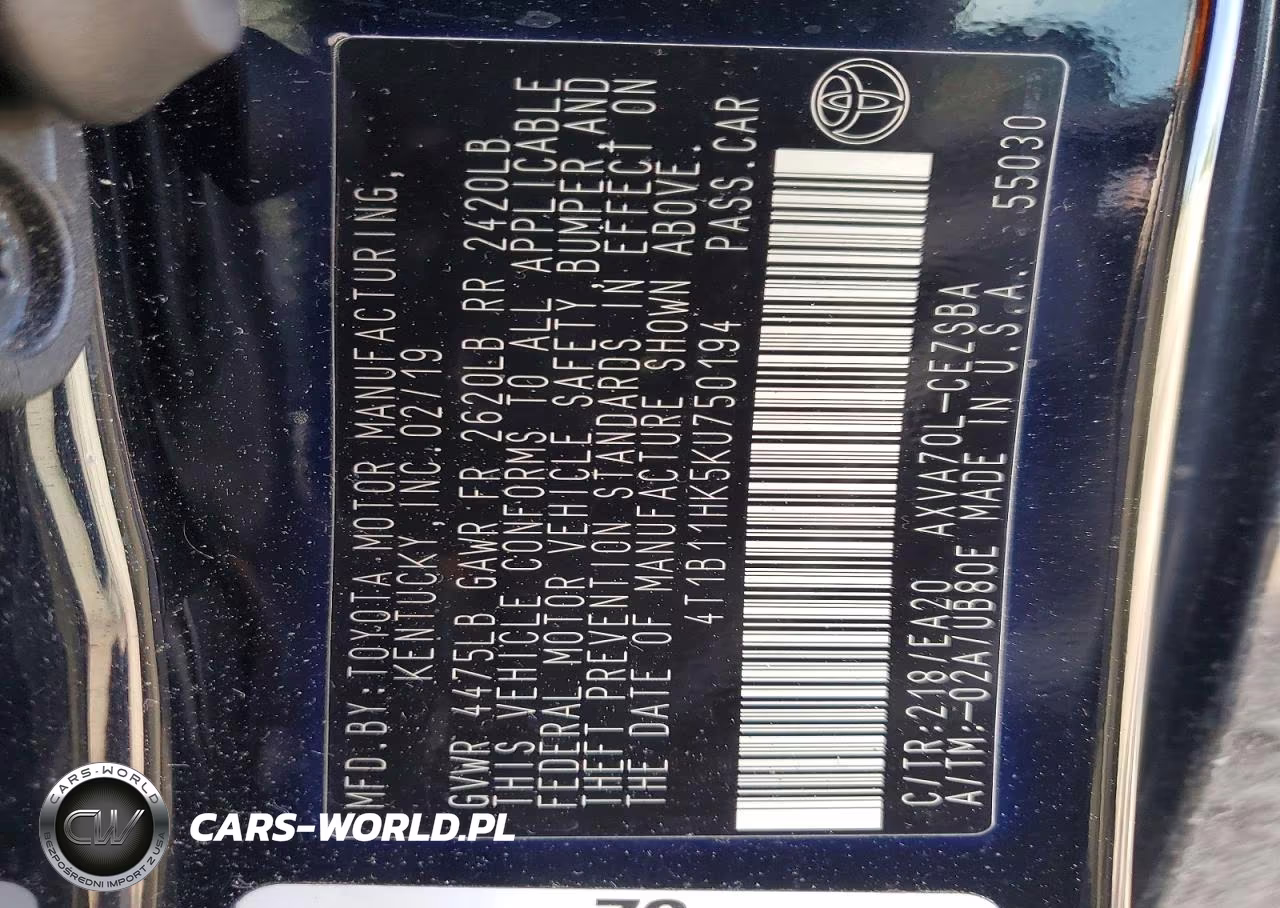 2019 Toyota Camry Se VIN:4T1B11HK5KU750194 - 13
