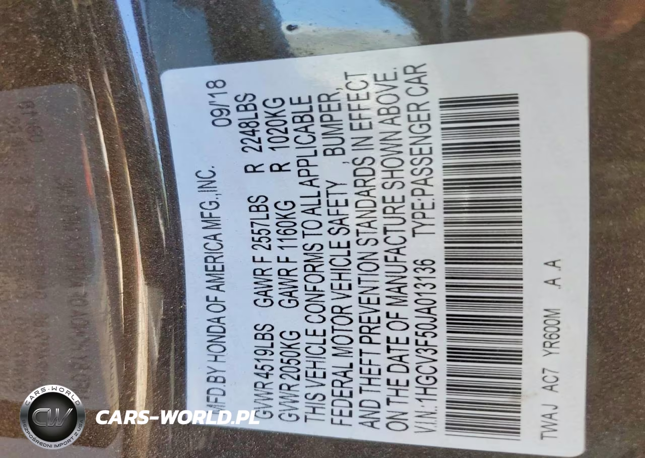 2018 Honda Accord Hybrid Exl VIN:1HGCV3F50JA013136 - 12