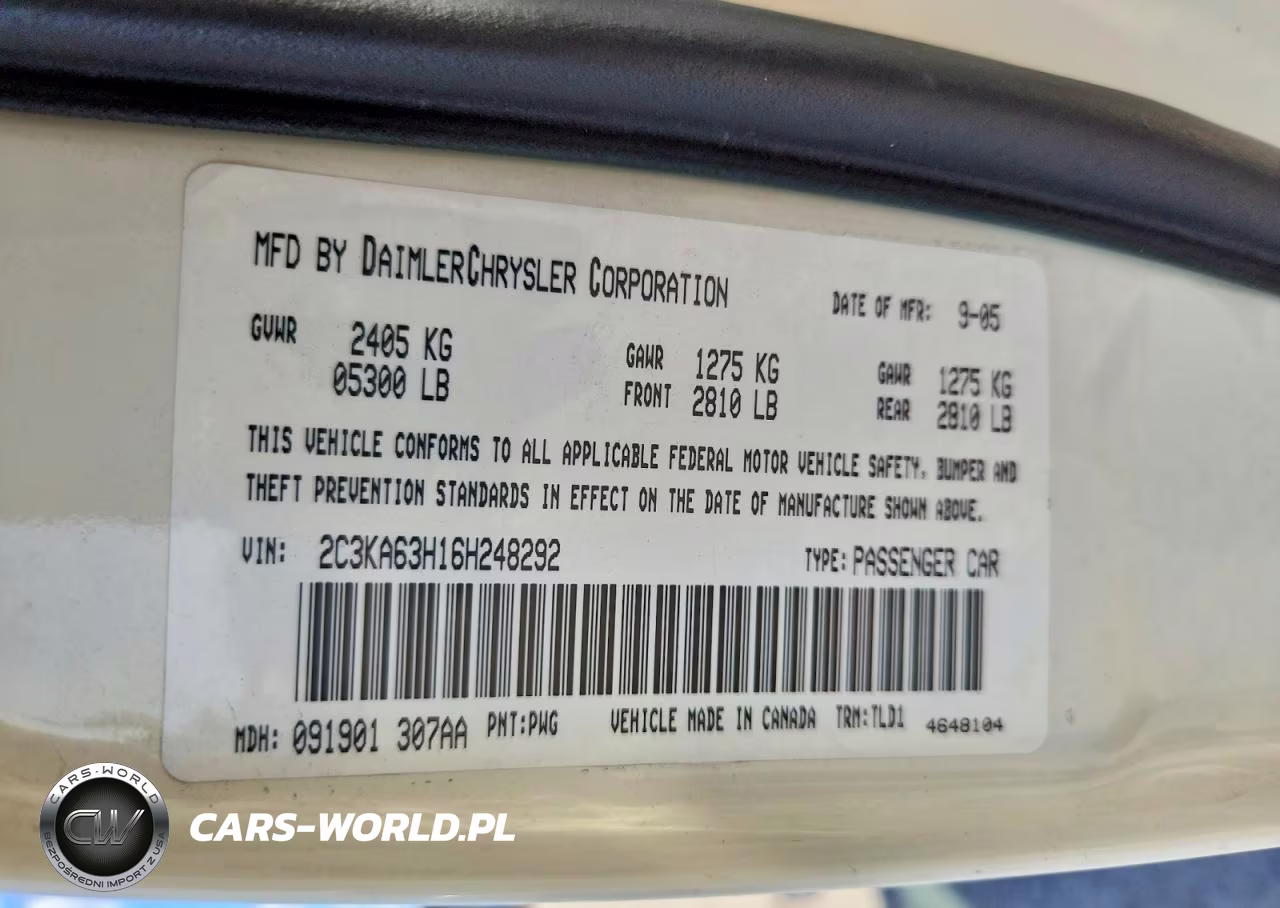 2006 Chrysler 300C VIN:2C3KA63H16H248292 - 12