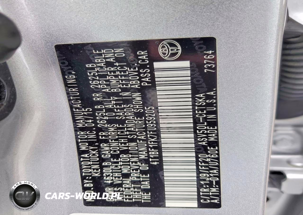 2015 Toyota Camry Se VIN:4T1BF1FK7FU959205 - 12
