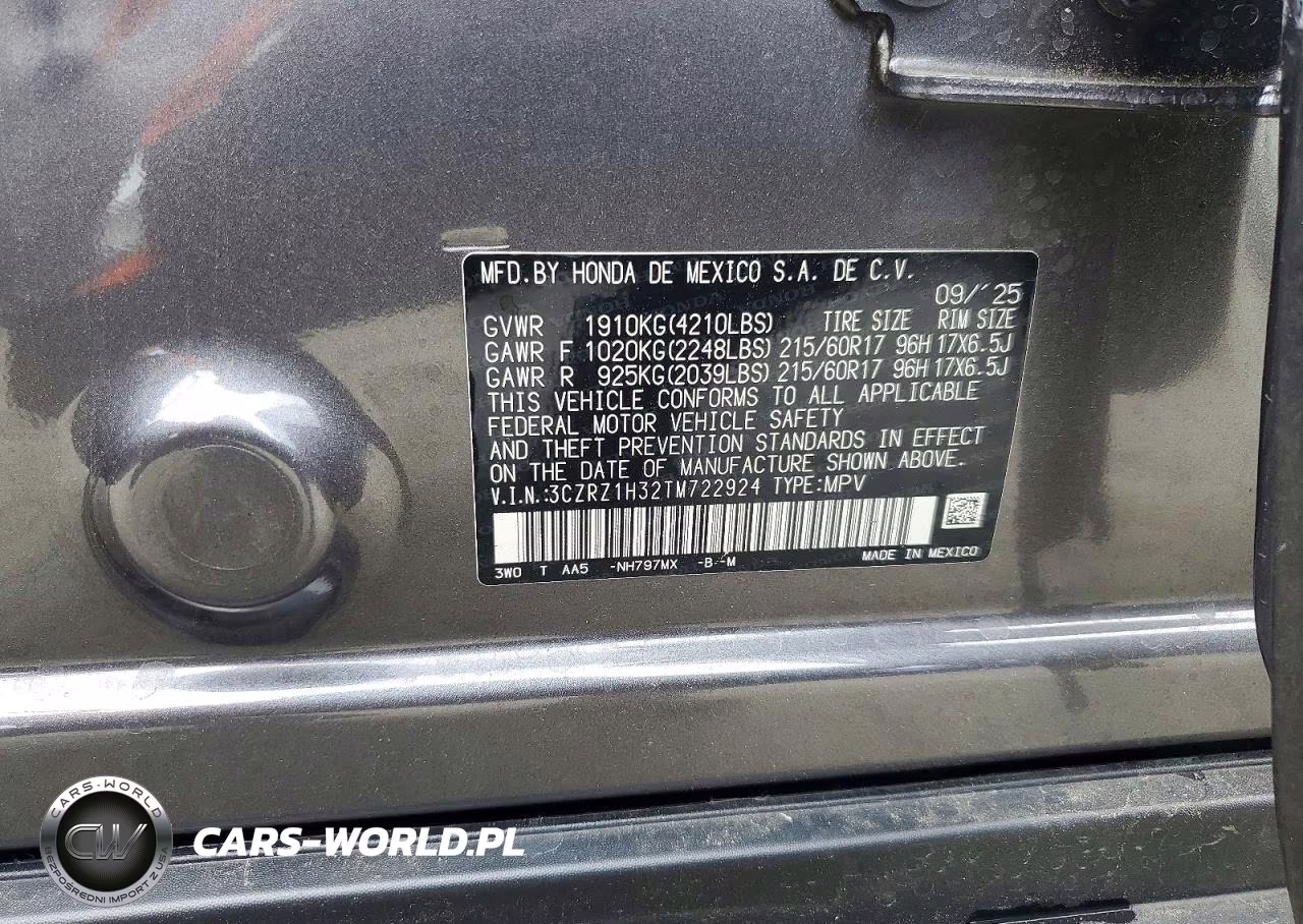 2026 Honda Hr-V Lx VIN:3CZRZ1H32TM722924 - 13