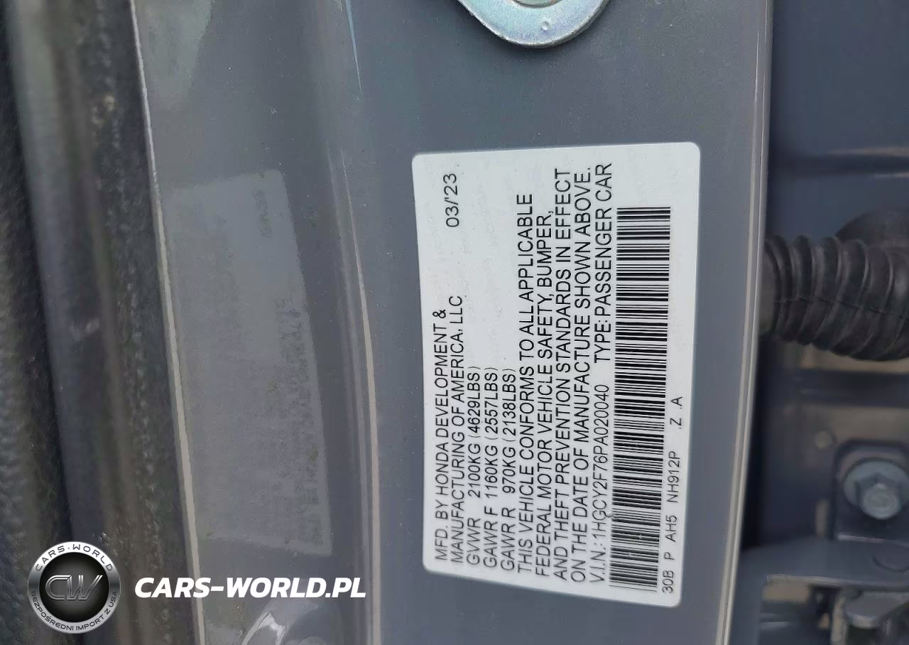 2023 Honda Accord Hybrid Sport-L VIN:1HGCY2F76PA020040 - 12