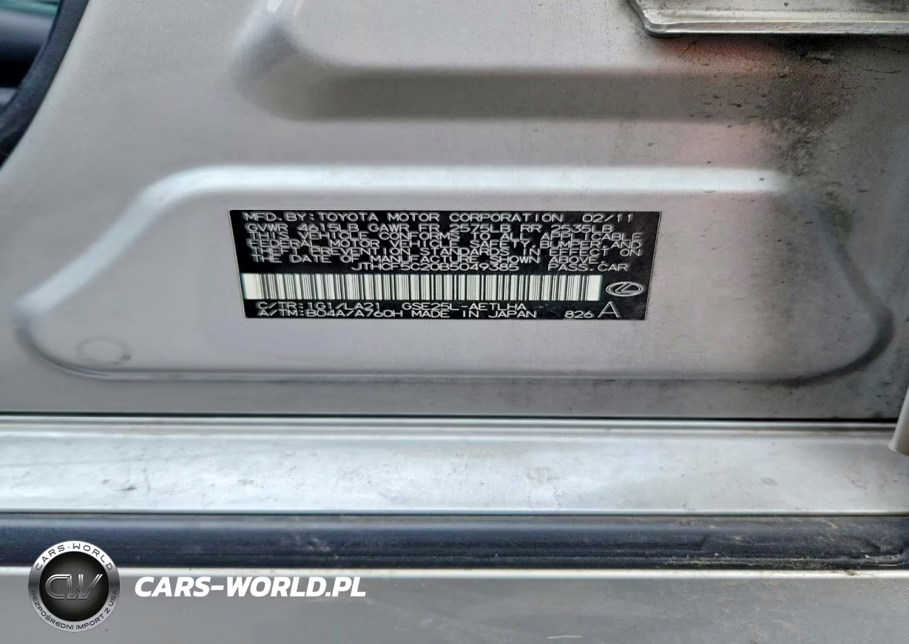 2011 Lexus Is 250 VIN:JTHCF5C20B5049385 - 12