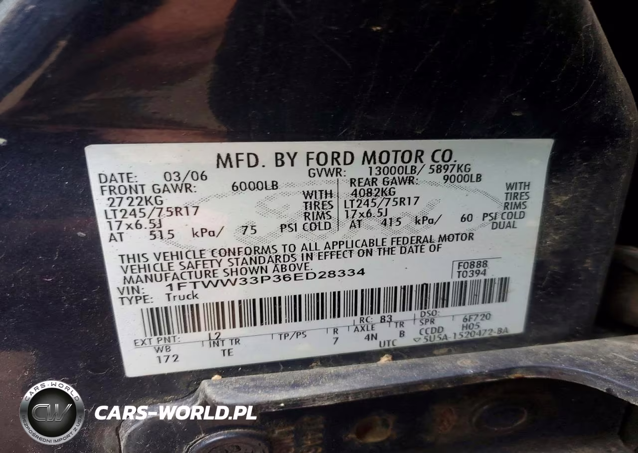 2006 Ford F350 Super Duty VIN:1FTWW33P36ED28334 - 13