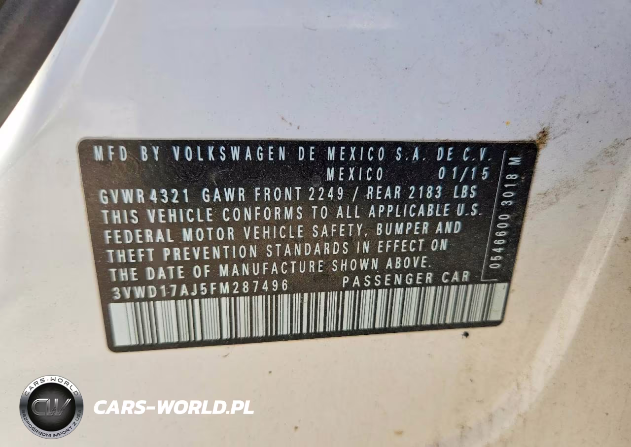 2015 Volkswagen Jetta Se VIN:3VWD17AJ5FM287496 - 12