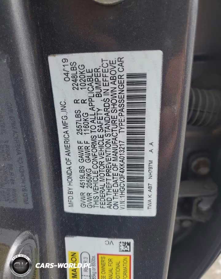 2019 Honda Accord Hybrid Ex VIN:1HGCV3F4XKA013217 - 12