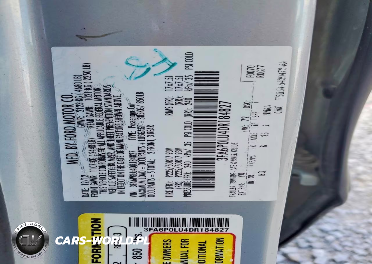 2013 Ford Fusion Se Hybrid VIN:3FA6P0LU4DR184827 - 12