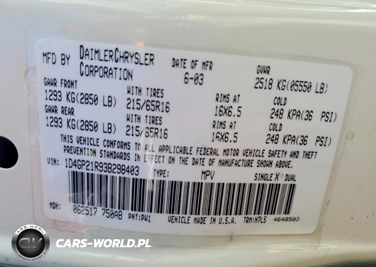 2003 Dodge Caravan C VIN:1D4GP21R93B298403 - 13