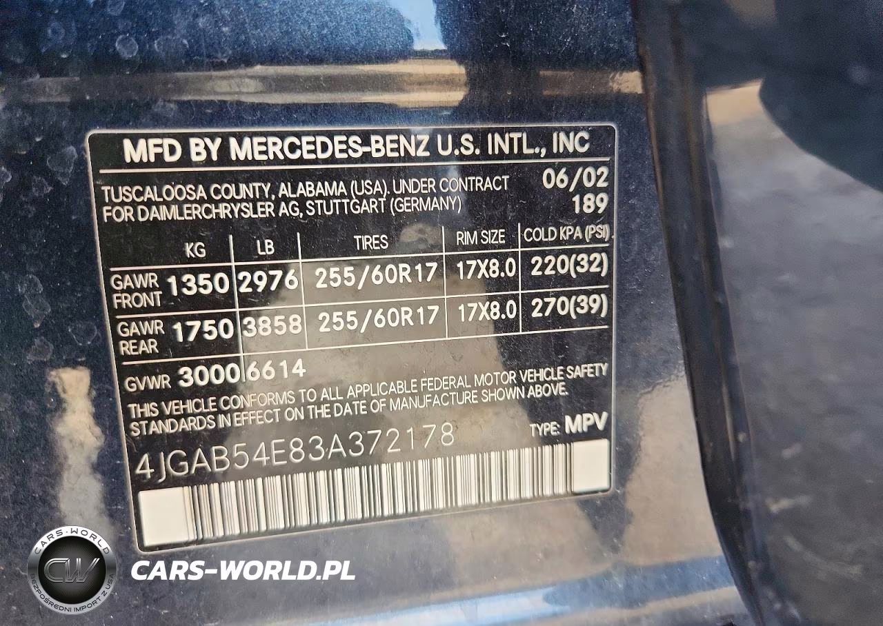 2003 Mercedes-Benz Ml 320 VIN:4JGAB54E83A372178 - 14