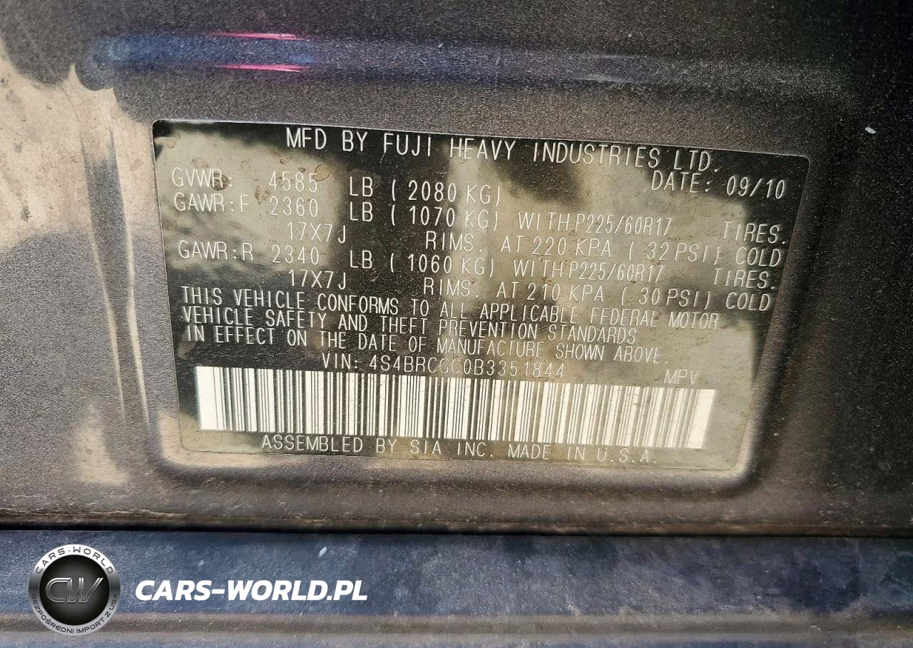 2011 Subaru Outback 2.5I Premium VIN:4S4BRCGC0B3351844 - 13