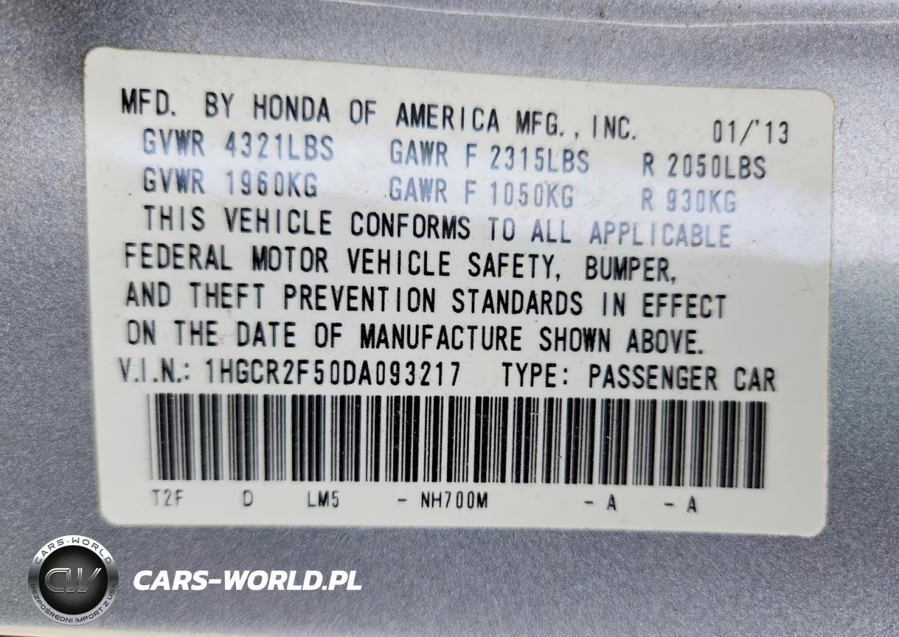 2013 Honda Accord Sport VIN:1HGCR2F50DA093217 - 12