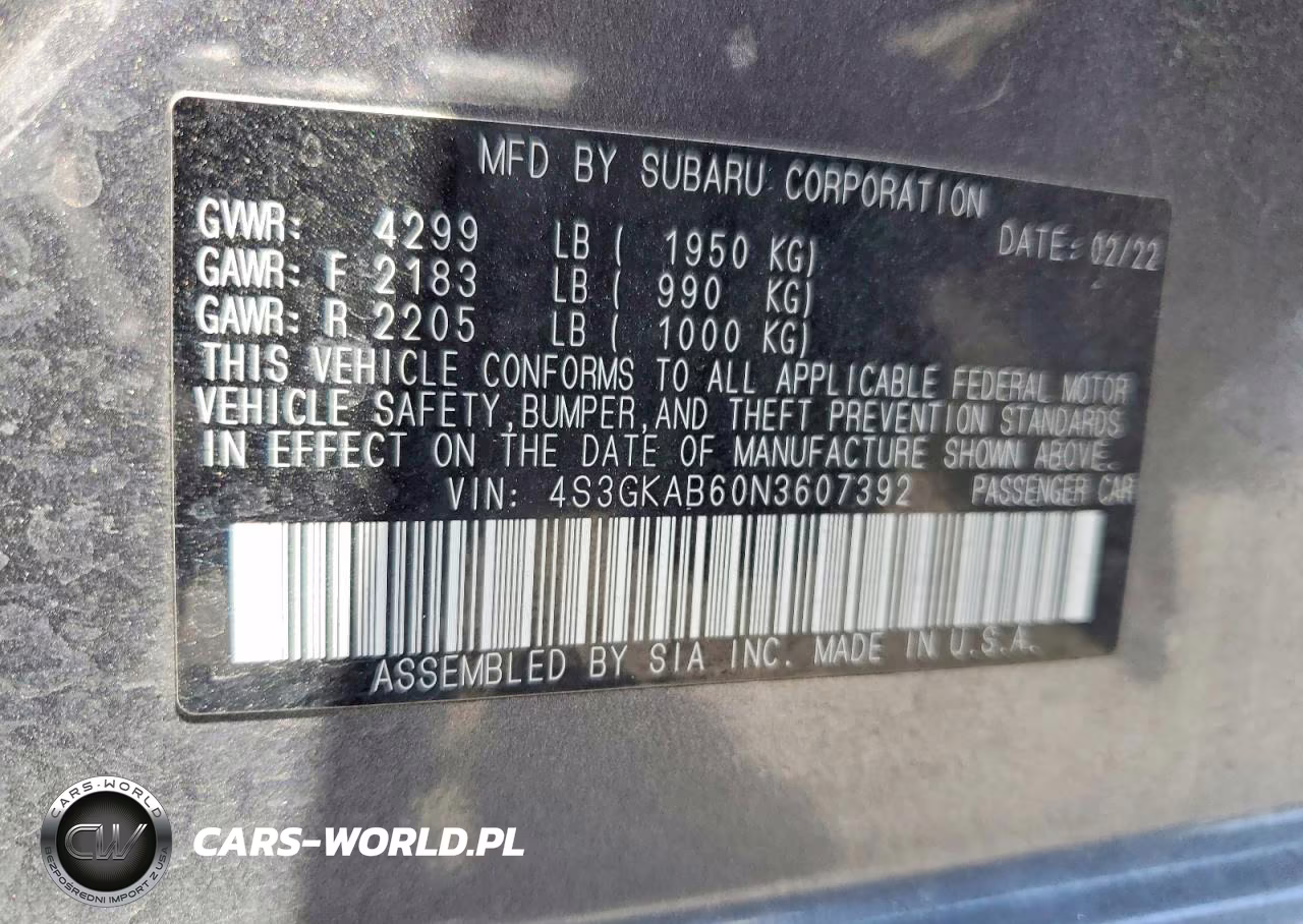 2022 Subaru Impreza VIN:4S3GKAB60N3607392 - 12